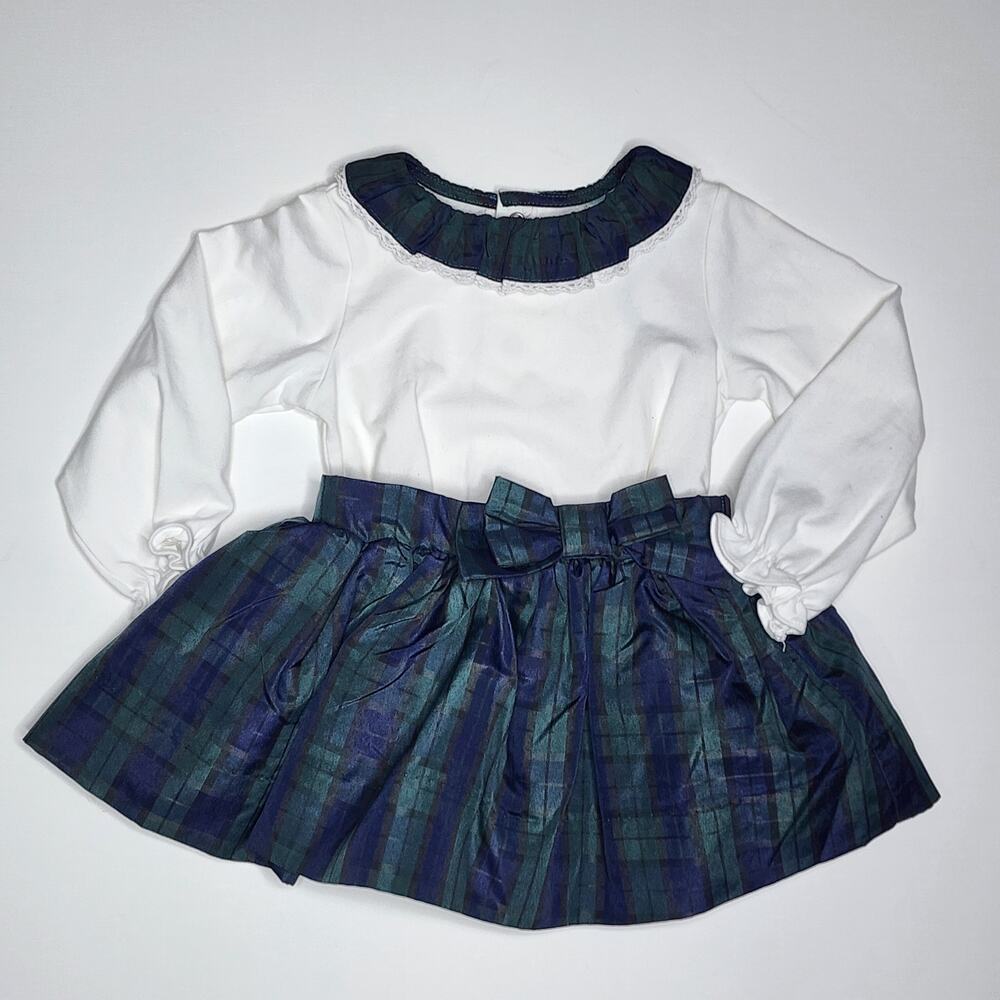 Edgehill Collection Darby Fallon Blue Plaid Fancy Winter Skirt Set 12 Month